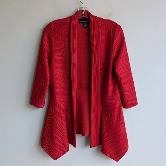 Frank Lyman Red Open Jacket with horizontal wavy ribbed lines - Picture 1 of 6